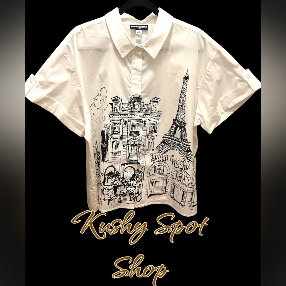Karl Lagerfeld White Casual Button Down Shirt NWT